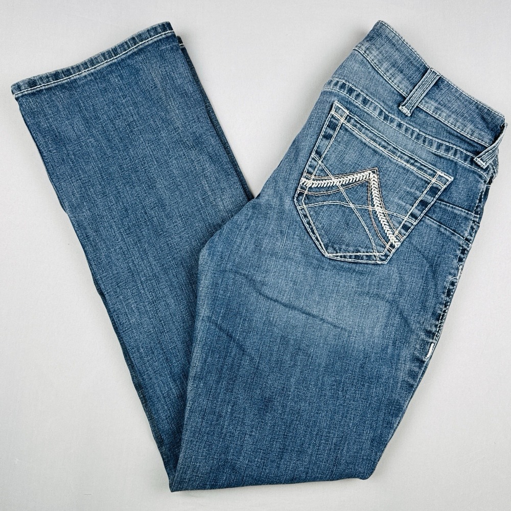 Ariat REAL Rainstorm Straight Icon Women's Jeans 32R Mid Rise Western Riding